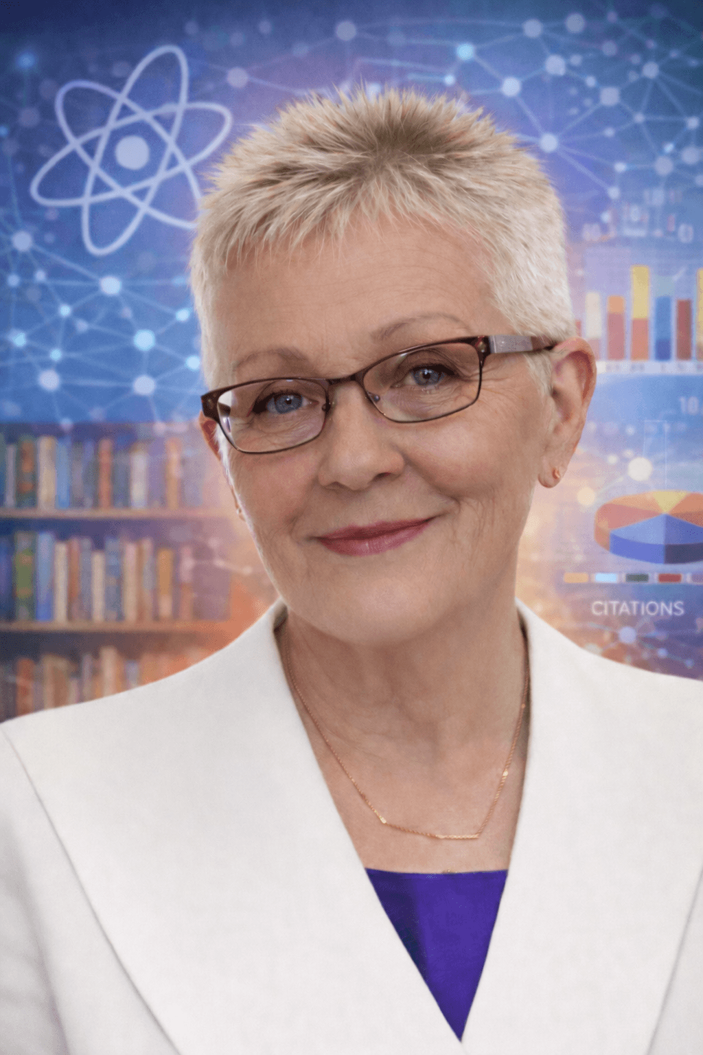 Dr. Sipos Anna Magdolna- kiváló minősítésű könyvtáros, szakinformátor, kutató és Magyarország első tudománymetriával foglalkozó vállalkozásának megalapítója.